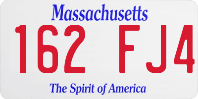 MA license plate 162FJ4