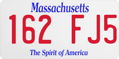 MA license plate 162FJ5