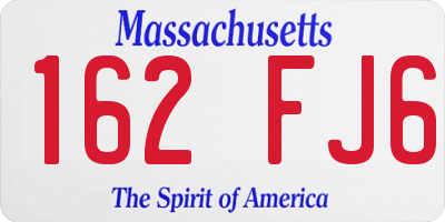MA license plate 162FJ6