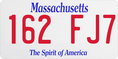 MA license plate 162FJ7