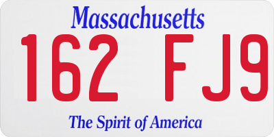 MA license plate 162FJ9