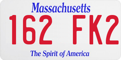 MA license plate 162FK2