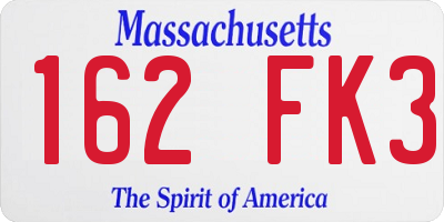 MA license plate 162FK3