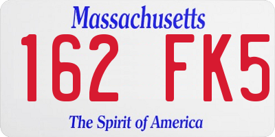 MA license plate 162FK5