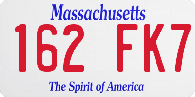 MA license plate 162FK7