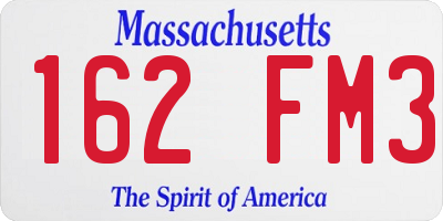 MA license plate 162FM3