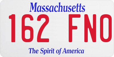 MA license plate 162FN0