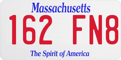MA license plate 162FN8