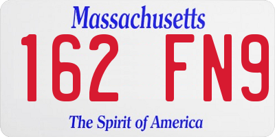 MA license plate 162FN9