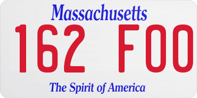 MA license plate 162FO0