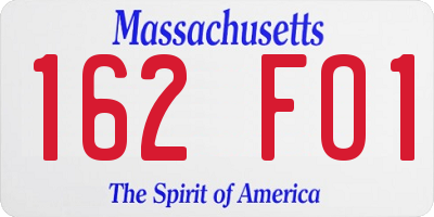 MA license plate 162FO1