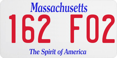 MA license plate 162FO2