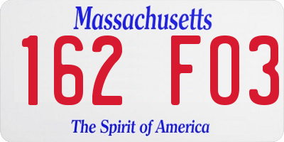 MA license plate 162FO3
