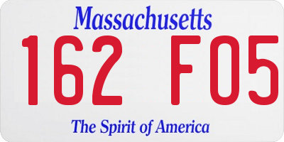 MA license plate 162FO5