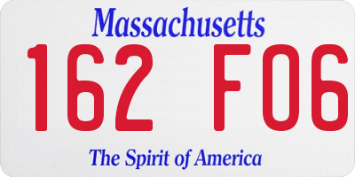 MA license plate 162FO6