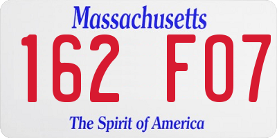 MA license plate 162FO7