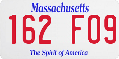 MA license plate 162FO9
