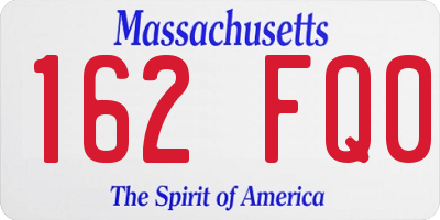 MA license plate 162FQ0