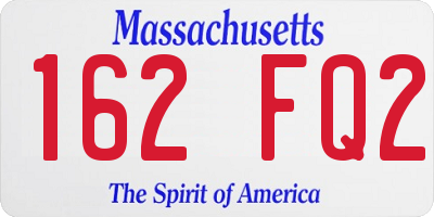 MA license plate 162FQ2