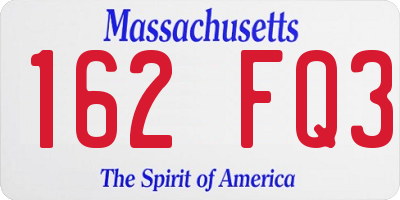 MA license plate 162FQ3