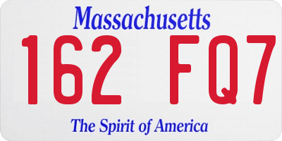 MA license plate 162FQ7