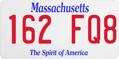 MA license plate 162FQ8