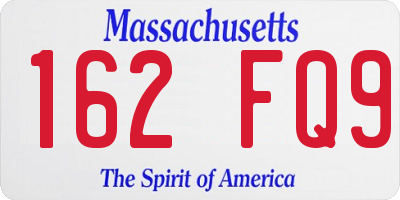 MA license plate 162FQ9