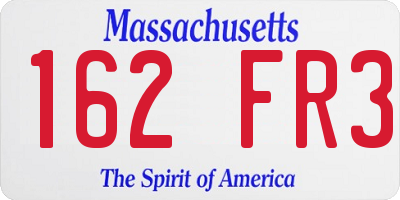 MA license plate 162FR3