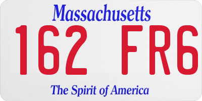 MA license plate 162FR6