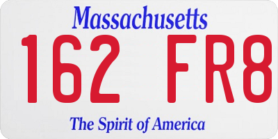 MA license plate 162FR8