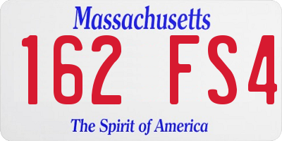 MA license plate 162FS4