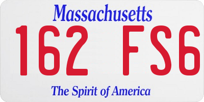 MA license plate 162FS6