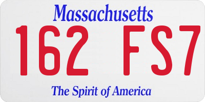 MA license plate 162FS7