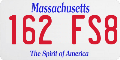 MA license plate 162FS8
