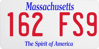 MA license plate 162FS9