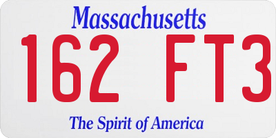 MA license plate 162FT3