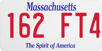 MA license plate 162FT4