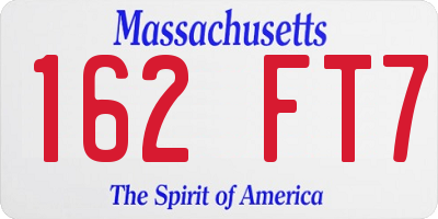 MA license plate 162FT7