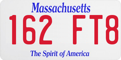 MA license plate 162FT8