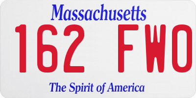 MA license plate 162FW0
