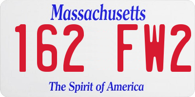 MA license plate 162FW2