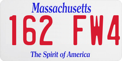 MA license plate 162FW4