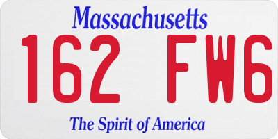 MA license plate 162FW6