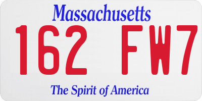 MA license plate 162FW7