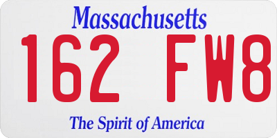 MA license plate 162FW8