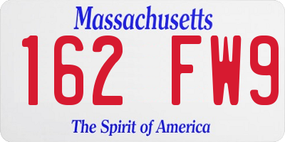 MA license plate 162FW9