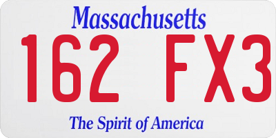 MA license plate 162FX3