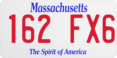 MA license plate 162FX6