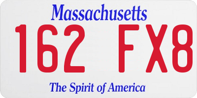 MA license plate 162FX8