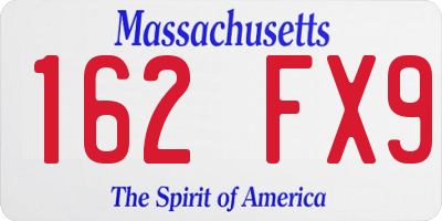 MA license plate 162FX9